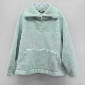 Land’s End Mint‎ Green Cozy Boucle Fleece Pullover